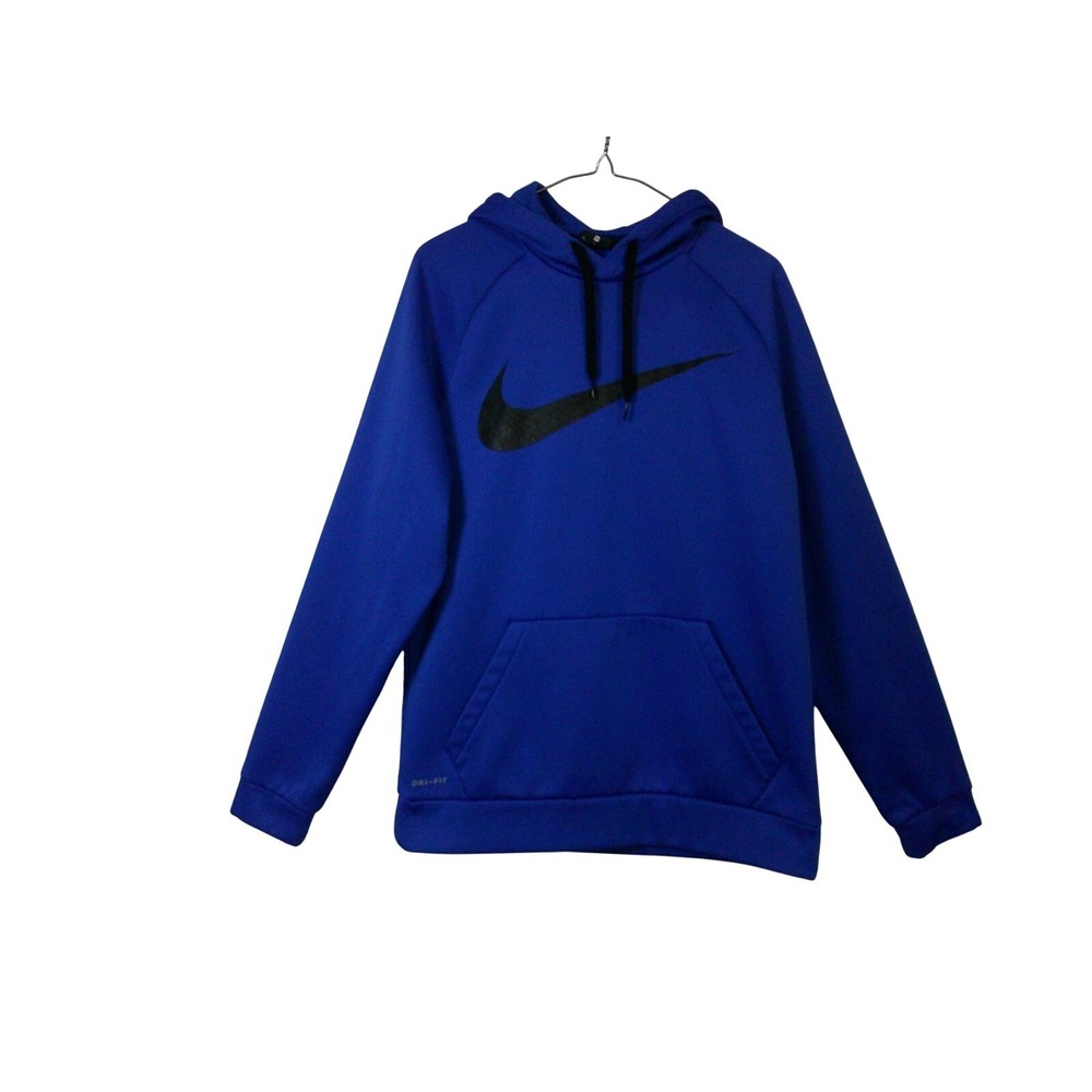 Nike Hoodie Men Medium Blue Dri-FIT Pullover Swoosh Graphic 836089-480
